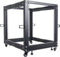 Sound Town 4-Post 12U Open Frame Sever and Network Equipment Rack with Adjustable Depth 22'-40', Casters, Levelers, Cable Management (ST4POF-A12U)
