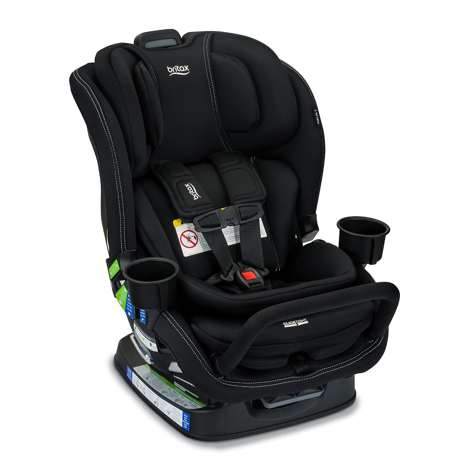Britax Poplar S Convertible Car Seat, 2-in-1 Car Seat with Slim 17-Inch Design, ClickTight Technology, Onyx