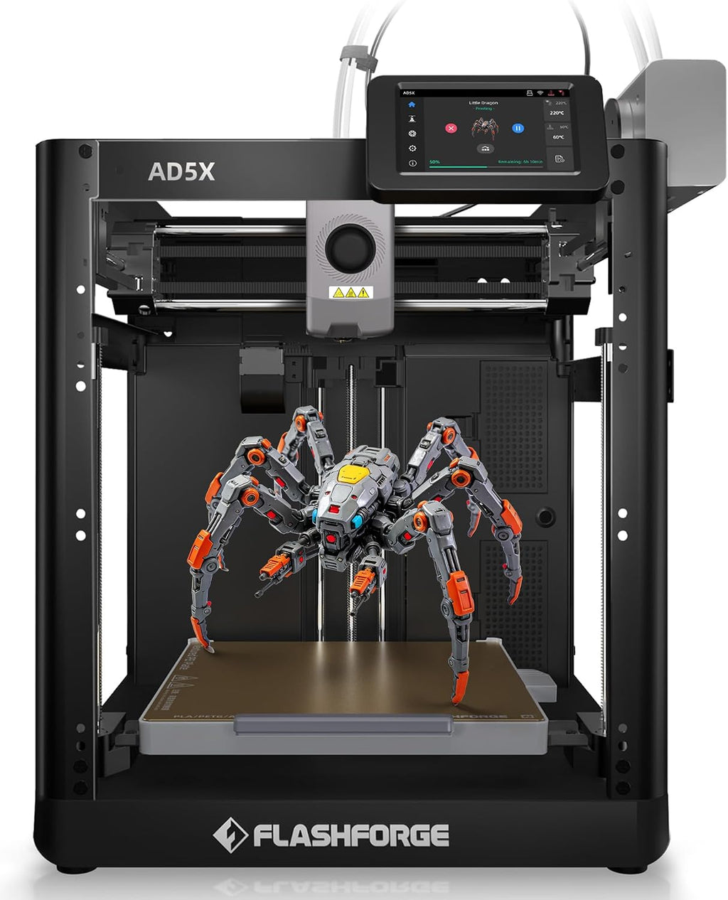 FLASHFORGE AD5X 3D Printer,Smart Multi-Color 3D Printer with IFS,Max 600mm/s High Speed 4 Colors Printing,Fully Auto Leveling,300°C Direct Extruder,for PLA-CF,PETG-CF,Print Size 220x220x220mm