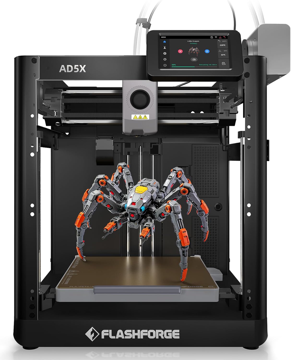 FLASHFORGE AD5X 3D Printer,Smart Multi-Color 3D Printer with IFS,Max 600mm/s High Speed 4 Colors Printing,Fully Auto Leveling,300°C Direct Extruder,for PLA-CF,PETG-CF,Print Size 220x220x220mm