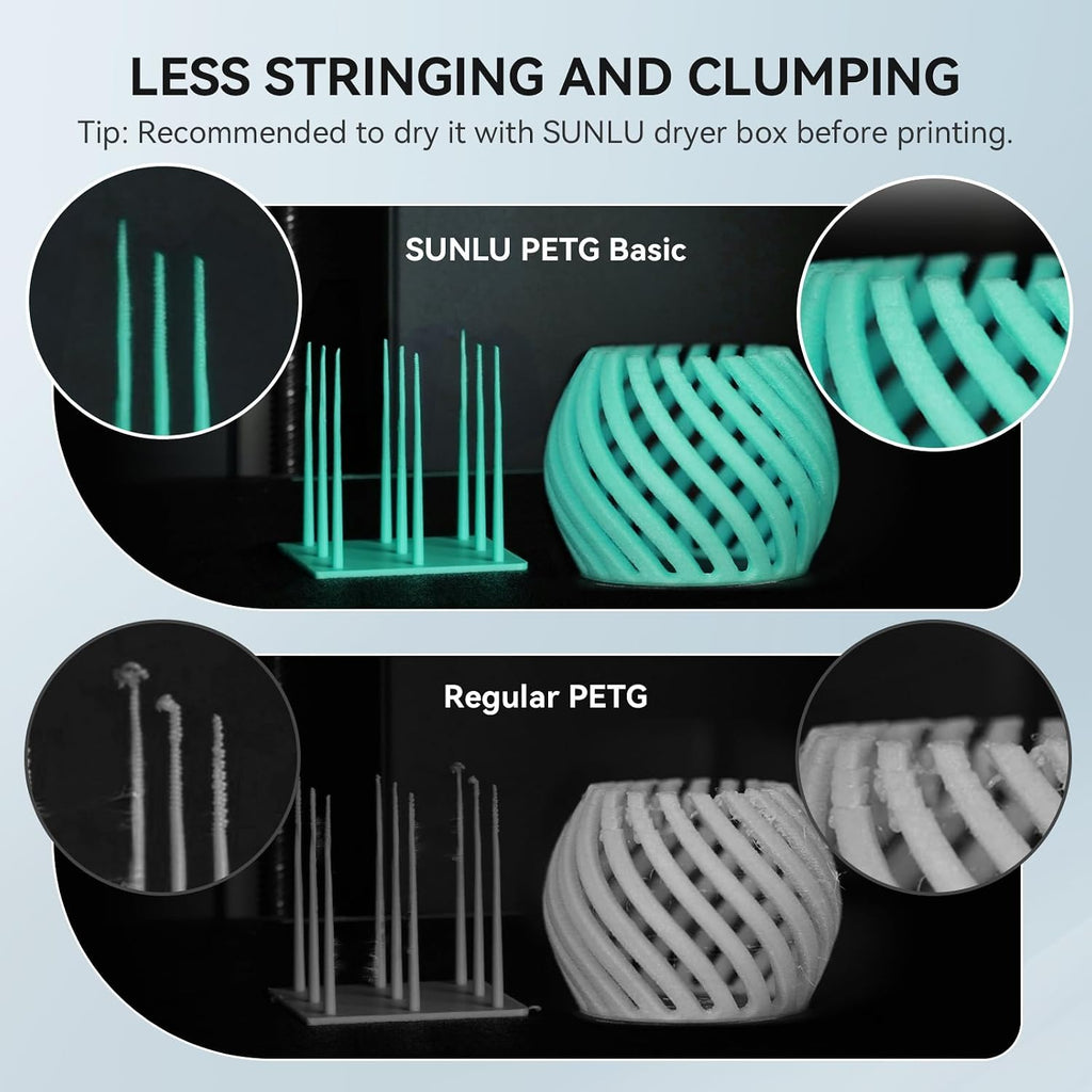 PETG Filament 1.75mm, Ultra Tough, Heat Optimized, Odorless, 10kg(22lbs) SUNLU PETG 3D Printer Filament, BoneWhite+SpaceGrey+Clear+Red+Cyan+Yellow+Orange+Purple+Green+Beige