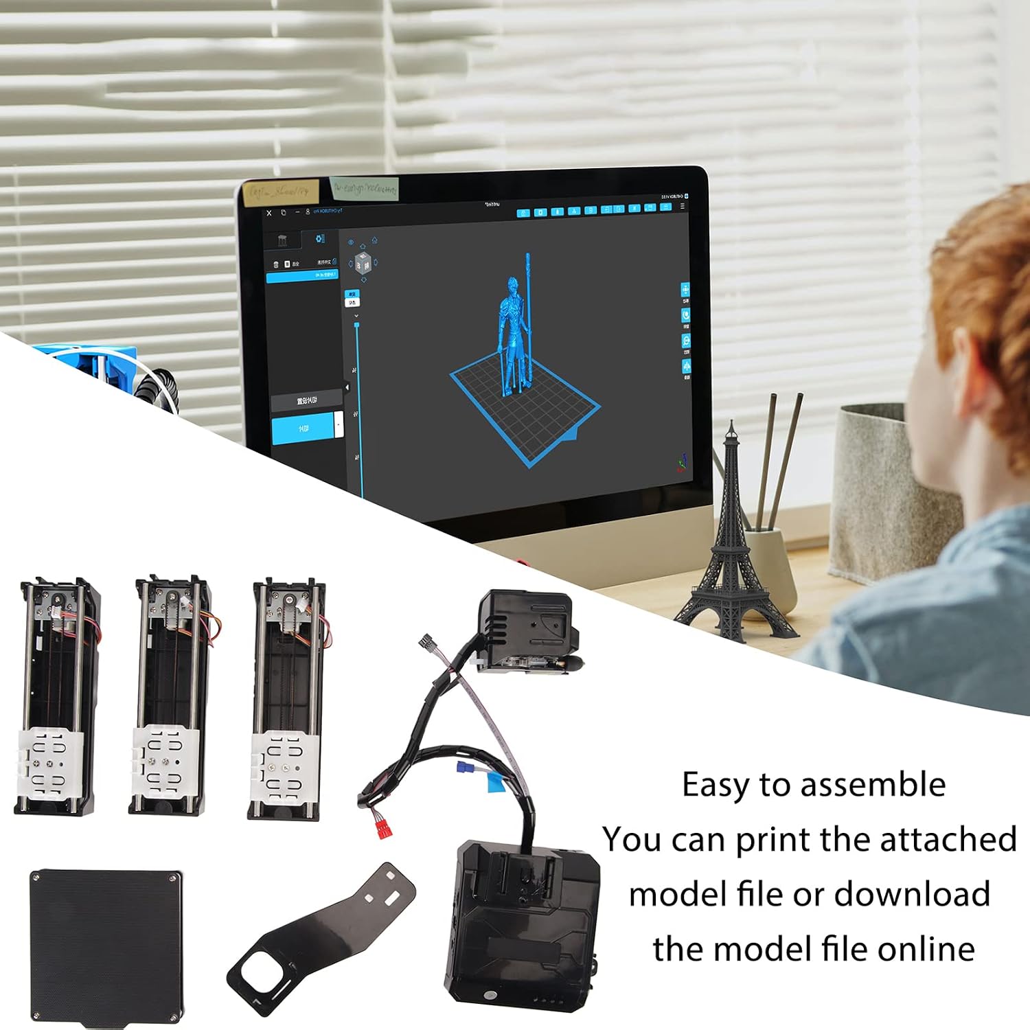 Mini 3D Printer, DIY High Printing Accuracy Small 3D Printer for Beginners, Uniform Heating Printing, Quick Assembly, 4x4x4in Printing Volume 3D Printers (US Plug)