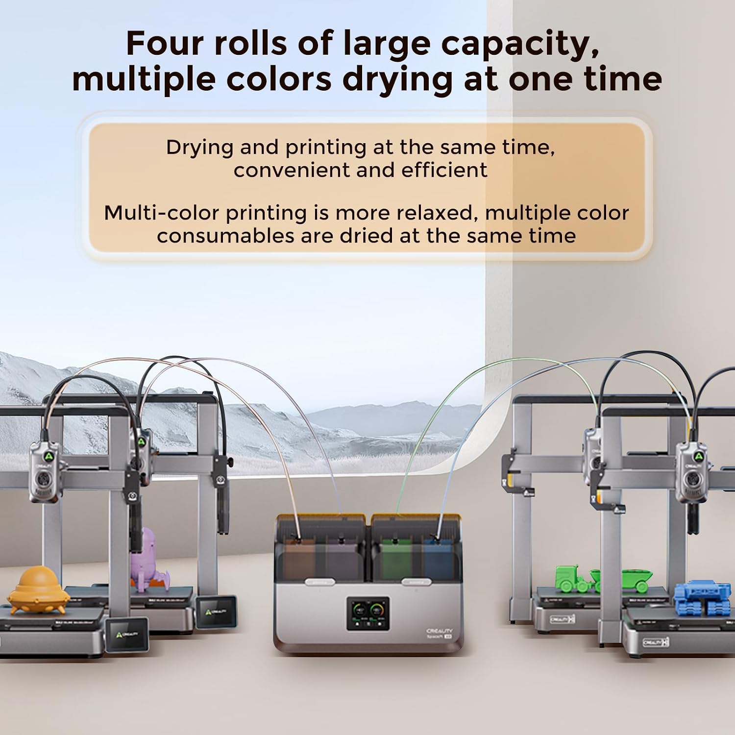 Creality Space Pi X4 Filament Dryer, 4 Spools 3D Printer Filament Dryer Box with Dual PTC Heating, Filament Dehydrator Storage Box for 1.75/2.85mm PLA PETG ABS Nylon PA TPU