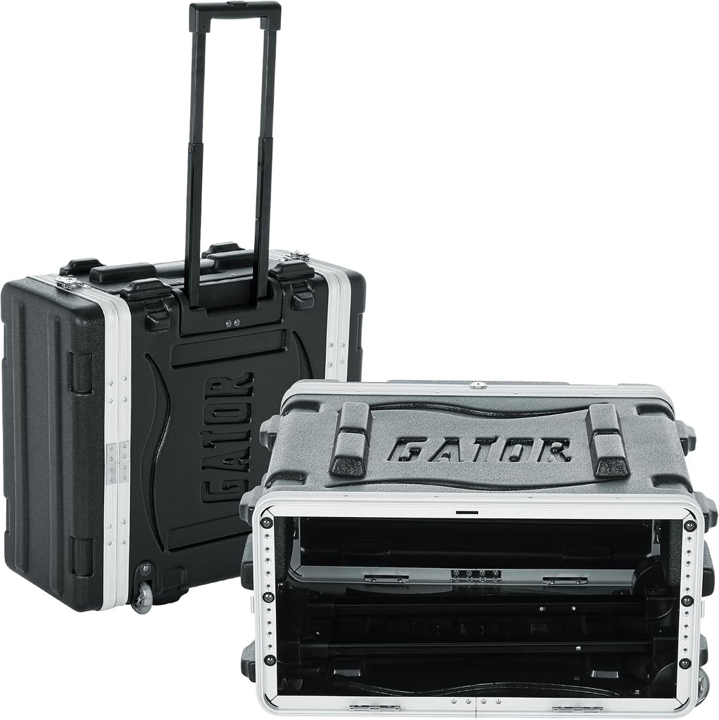 Gator Cases Lightweight Rolling 4U Rack Case with Heavy Duty Latches, Retractable Tow Handle, and Recessed Wheels, Standard 19.25' depth (GRR-4L)