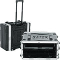 Gator Cases Lightweight Rolling 4U Rack Case with Heavy Duty Latches, Retractable Tow Handle, and Recessed Wheels, Standard 19.25' depth (GRR-4L)