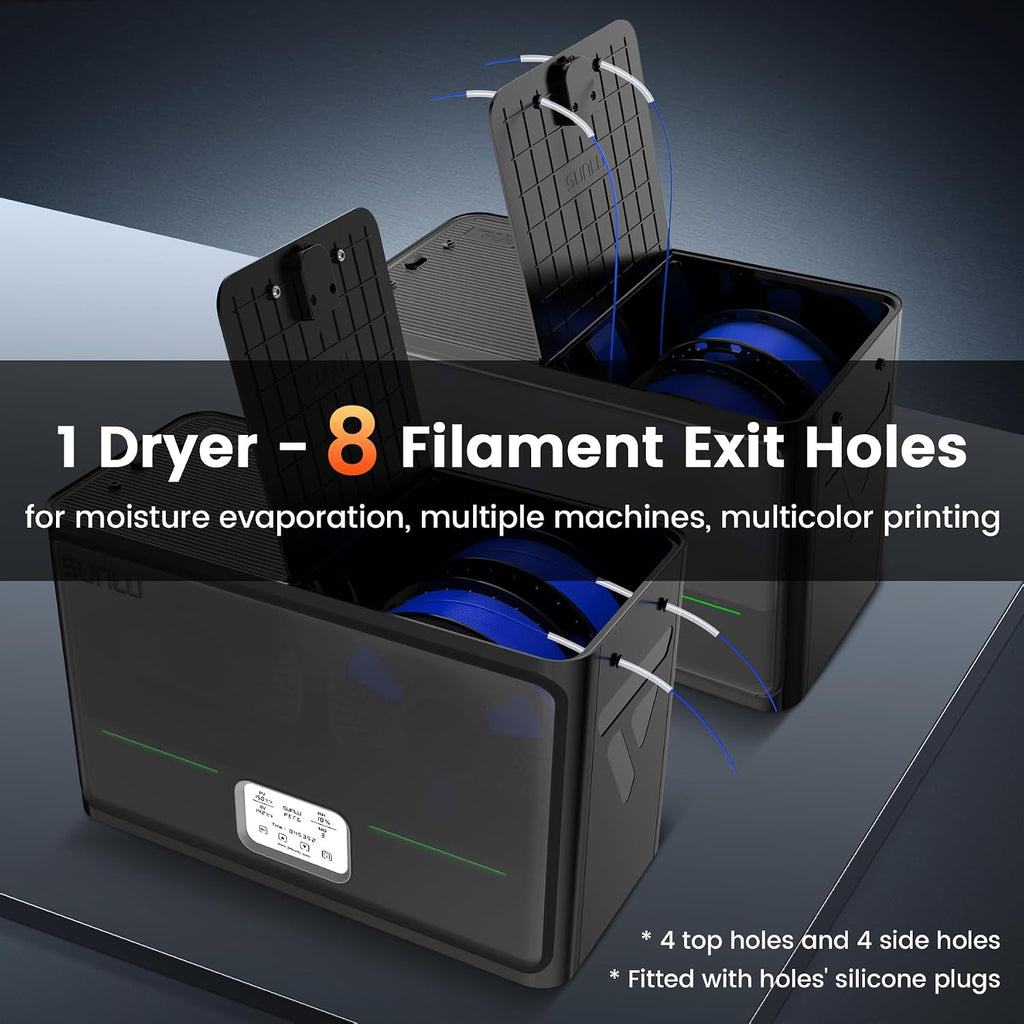 SUNLU Official 3D Printer Filament Dryer S4, 4 Spools Capacity, 3 Circulation Fans, 350W PTC Heater, 70℃ Max Temperature, Power Saving Storage Mode, Nylon TPU PLA PETG ABS Filament Dryer Box, Black