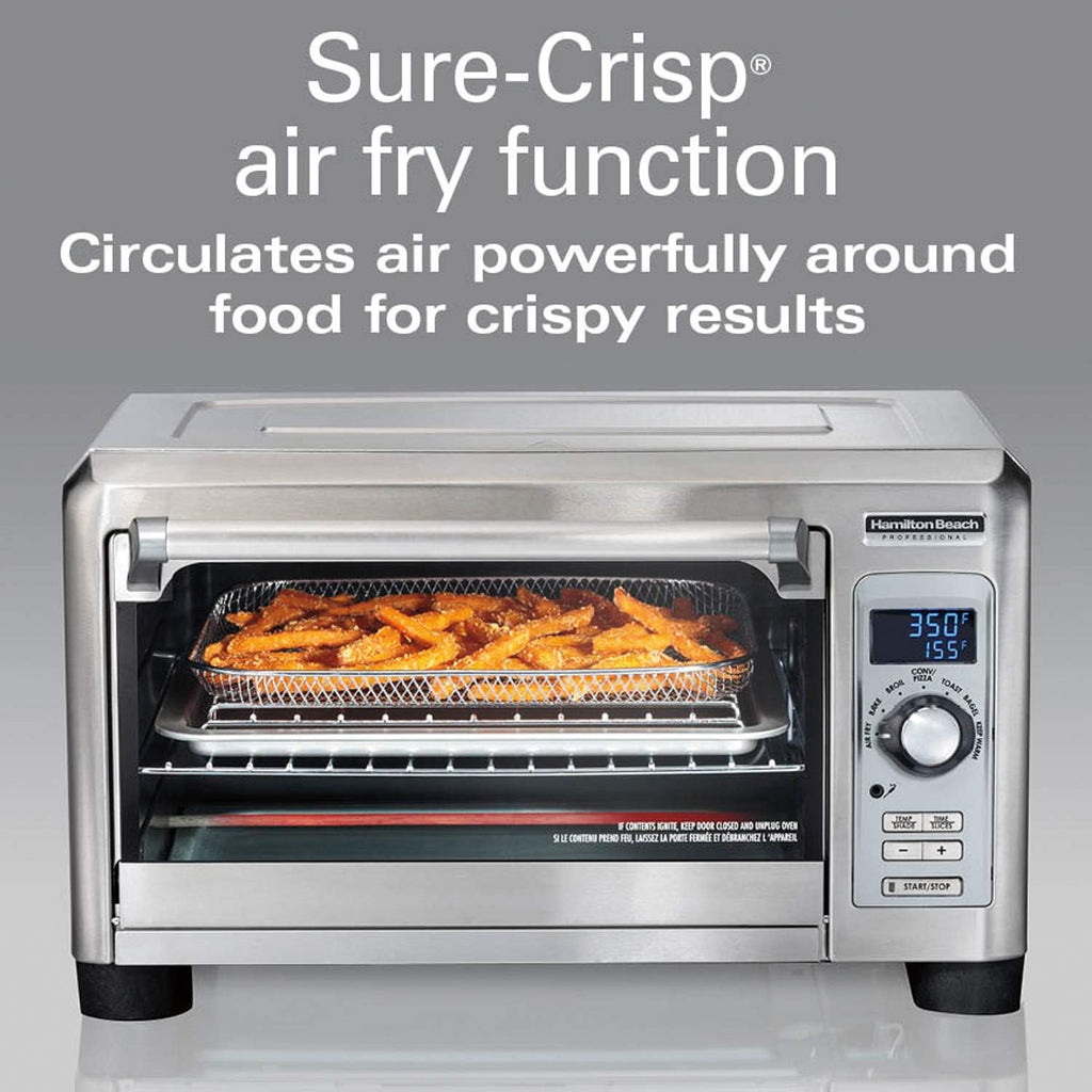 Hamilton Beach Professional Sure-Crisp Digital Toaster Oven Air Fryer Combo, 1500W, Fits 12' Pizza 6 Slice Capacity, Temperature Probe, Stainless Steel (31243)