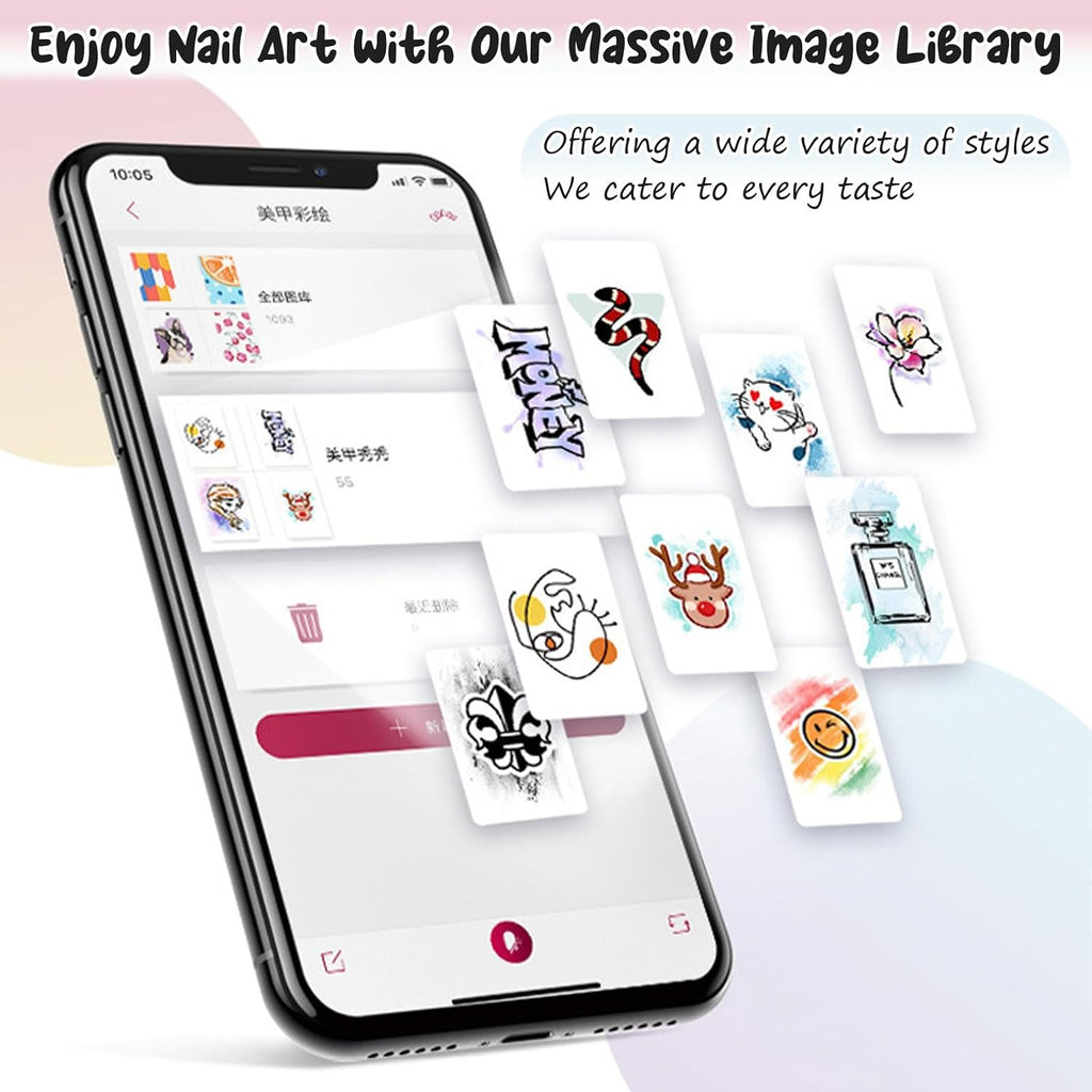 Nail Art Printer, Intelligent 3D Nail Painting Machine, Portable Digital Mobile Art Printer, Support WiFi/DIY, Professional Equipment for Beauty & Personal Care, Girls' Home Nails White