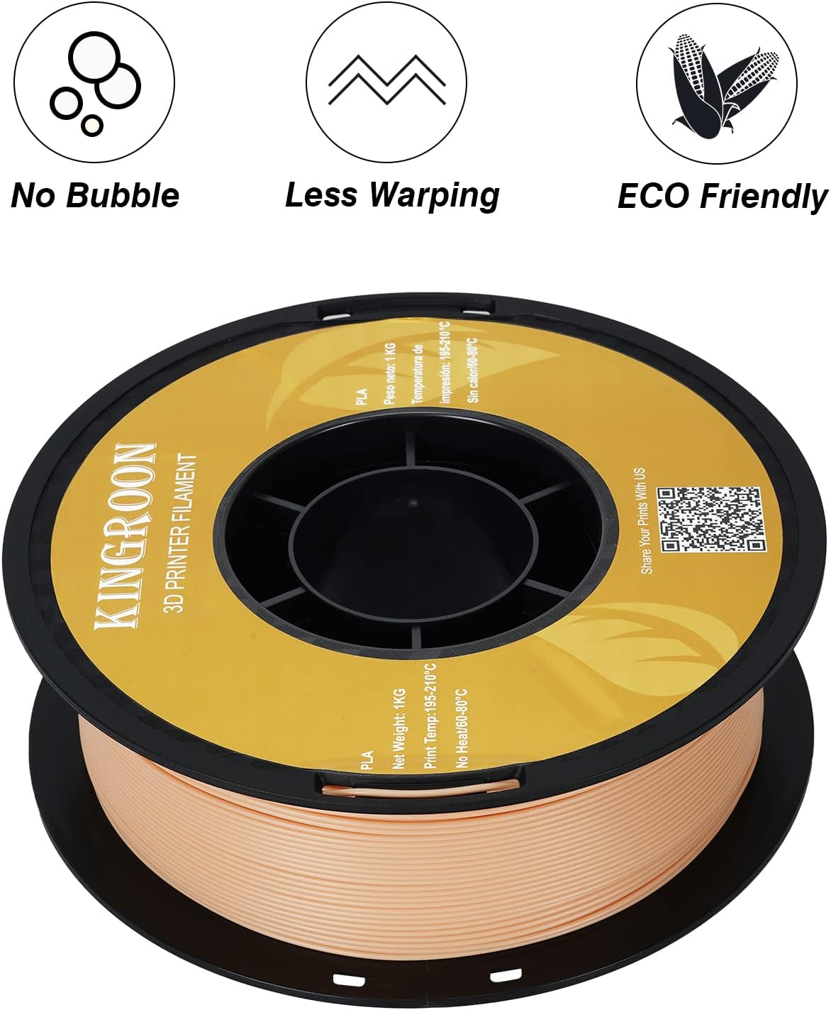 Kingroon PLA 3D Printer Filament, 10 Rolls, Dimensional Accuracy +/- 0.03 mm, 10kg Spool(22lbs), 1.75 mm，Black White Grey Red Green Yellow Skin Sky Blue Pink Brown