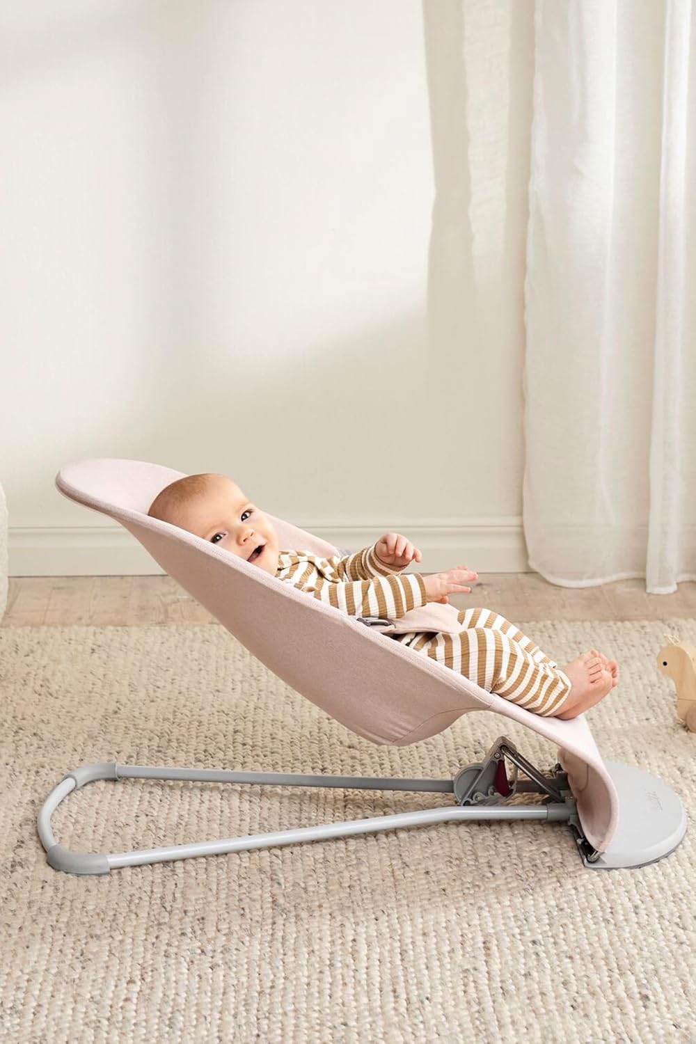 BabyBjörn Bouncer Bliss, Light Pink, Woven Mélange | 2-in-1 Adjustable Baby Bouncer Seat and Toddler Chair, Newborn to Toddler (8-29 lbs), 4 Positions, Lightweight & Portable