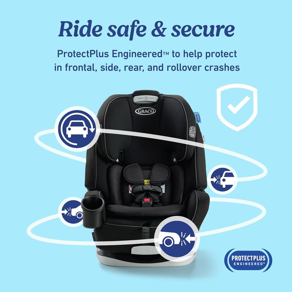 Graco Grows4Me 4-in-1 Convertible Car Seat, 10 Years of Use - Infant Car Seat to Toddler, 4 Stages of Use - Rear Facing, Forward Facing, High Back Booster, Backless Booster Seat, West Point Design