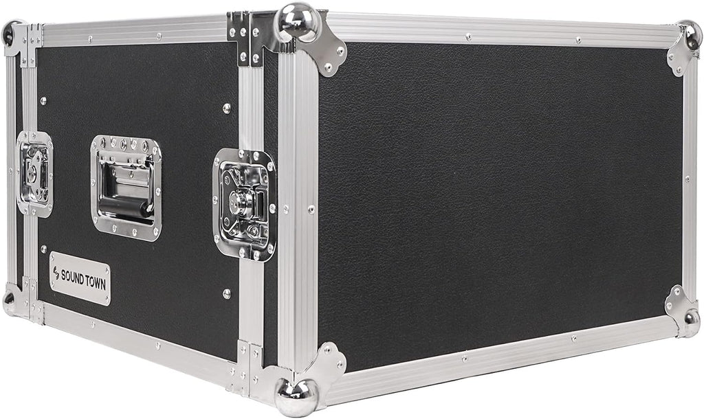 Sound Town Shock Mount 6U ATA Plywood Rack Case with 21' Rackable Depth, 6-Space Size, Pro Tour Grade (STRC-SP6U)
