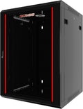15U Wall Mount Network Cabinet, 18 Inch Deep Enclosed Server Rack with Locking Tempered Glass Door for Home Lab, Office IT & AV Equipment
