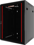 12U Wall Mount Network Cabinet, 18 Inch Deep Enclosed Server Rack with Locking Tempered Glass Door for Home Lab, Office IT & AV Equipment