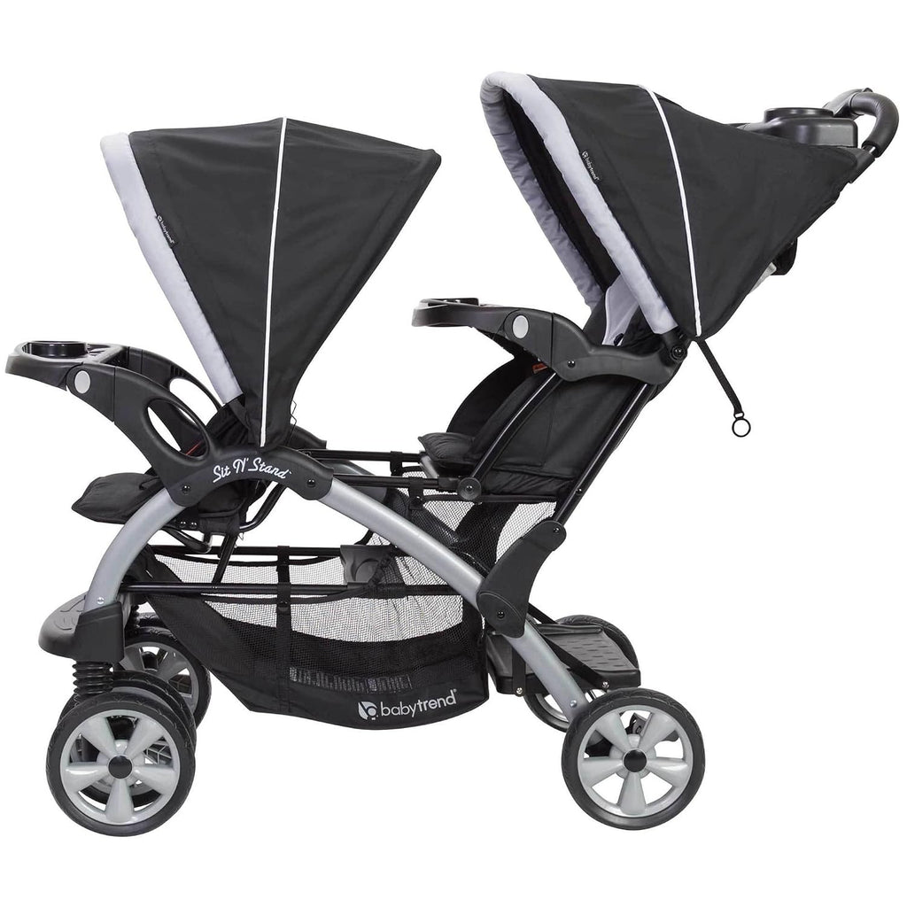 Baby Trend Infant and Toddler Double Stroller & 2 Car Seat Combo, 3 Pc Set, Stormy - Portable and Lightweight Stroller Duo and Car Seat Travel System Tandem