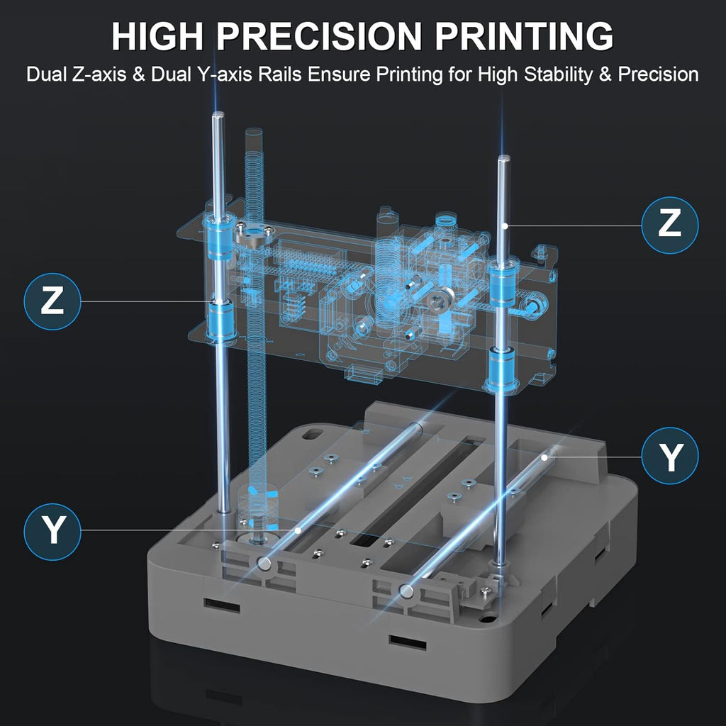 HEPHI3D Tina2 3D Printer Kit Fully Assembly and 4 Colors PLA Filament Bundle, Auto Leveling Mini 3D Printers for Beginners, Office, School and Home