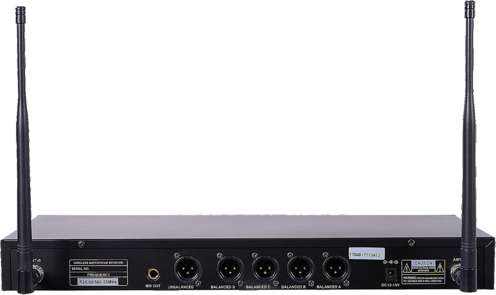 Sound Town 200-Channel Rack Mountable Professional Adjustable UHF Wireless Microphone System with Metal Receiver, 2 Handheld Mic, 2 Lavalier Mic, 2 Bodypack Transmitter (NESO-U4HL)