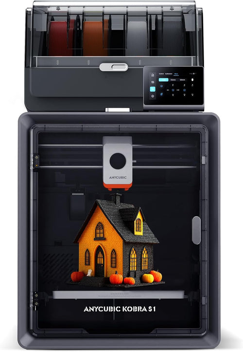 (PLA 4KG Bundle)Anycubic Kobra S1 Combo Multi-Color 3D Printer, Fast 600mm/s Printing Auto Leveling with Auto Calibration 250 x250x250mm Build Size,4KG Black + White + Spring Leaf + Tropical Turquoise
