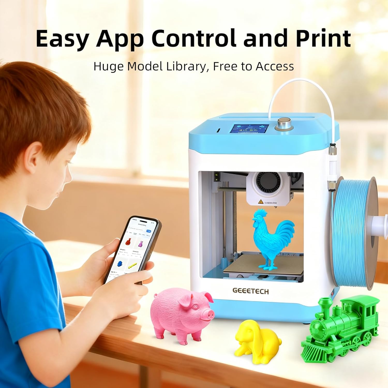 Geeetech Smart 3D Printer for Kids and Beginners, WiFi Mini 3D Printers with App Control, High Speed and Quality Printing, Fully Assembled and Auto Leveling, Designed for Home, School and Office