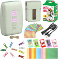 Bundle with Compatible Fuji Mini Link 3 Smartphone Printer Clay White + Fuji Film Value Pack 20 Sheets Accessories Bundle with Album + 5 Plastic Desk Frames + Paper & Sticker Frames (Sage Green)