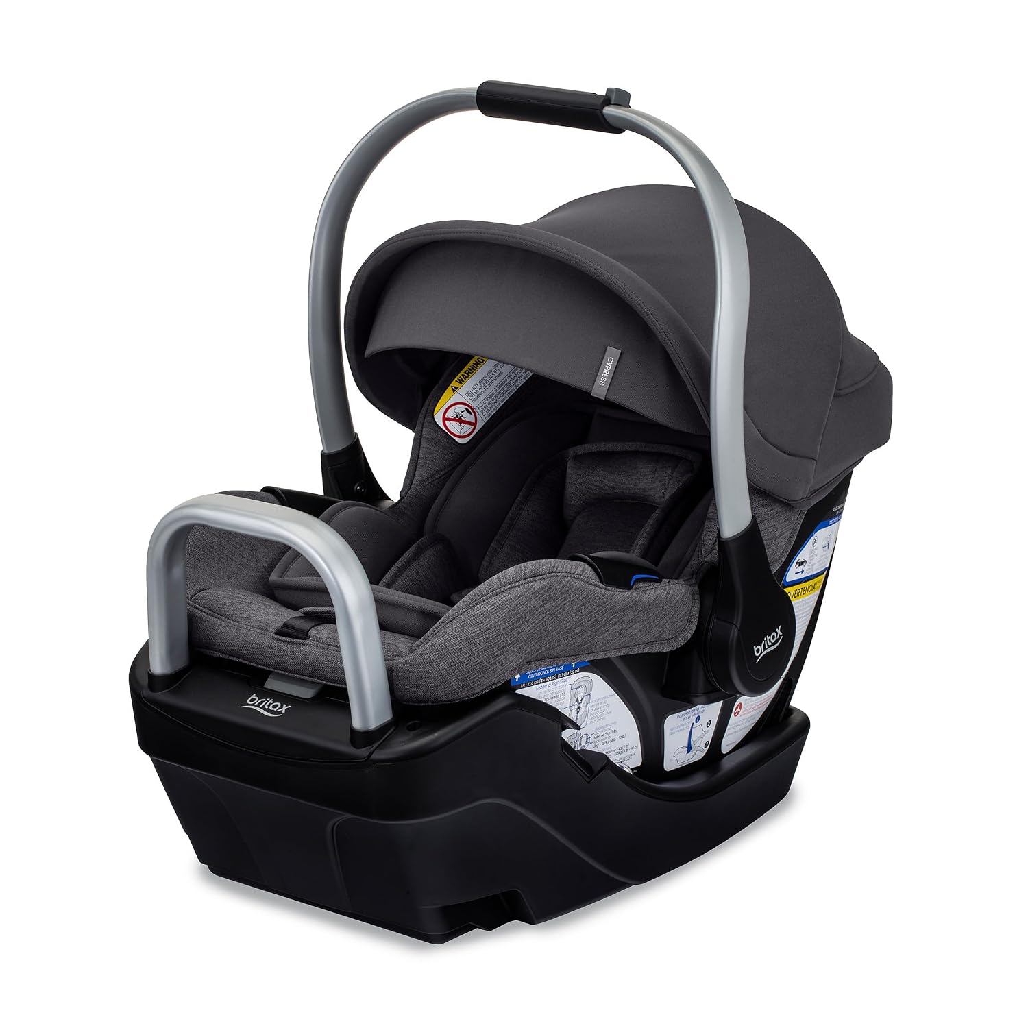 Britax Cypress Infant Car Seat, Rear Facing Car Seat with Alpine Base, ClickTight, Premium Fabrics, Ponte Stone
