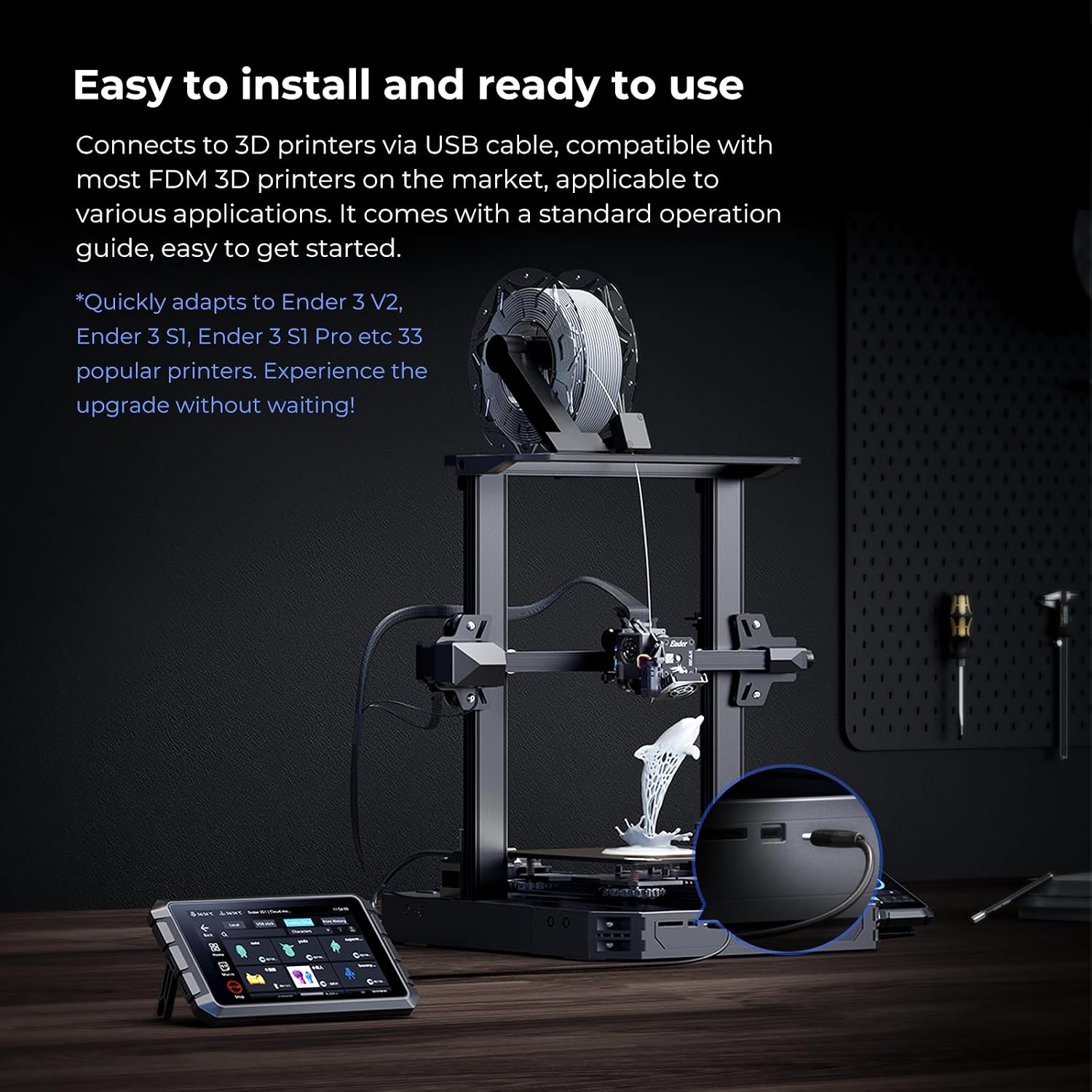 Creality Sonic Pad 7 Inch Touchscreen, Powered by Klipper Firmware for Increased 3D Printing Speed and Smart Control Perfect for Ender 3 V3 SE, Ender 3 Pro, Ender 3 V2, Ender 3 S1 Series 3D Printers