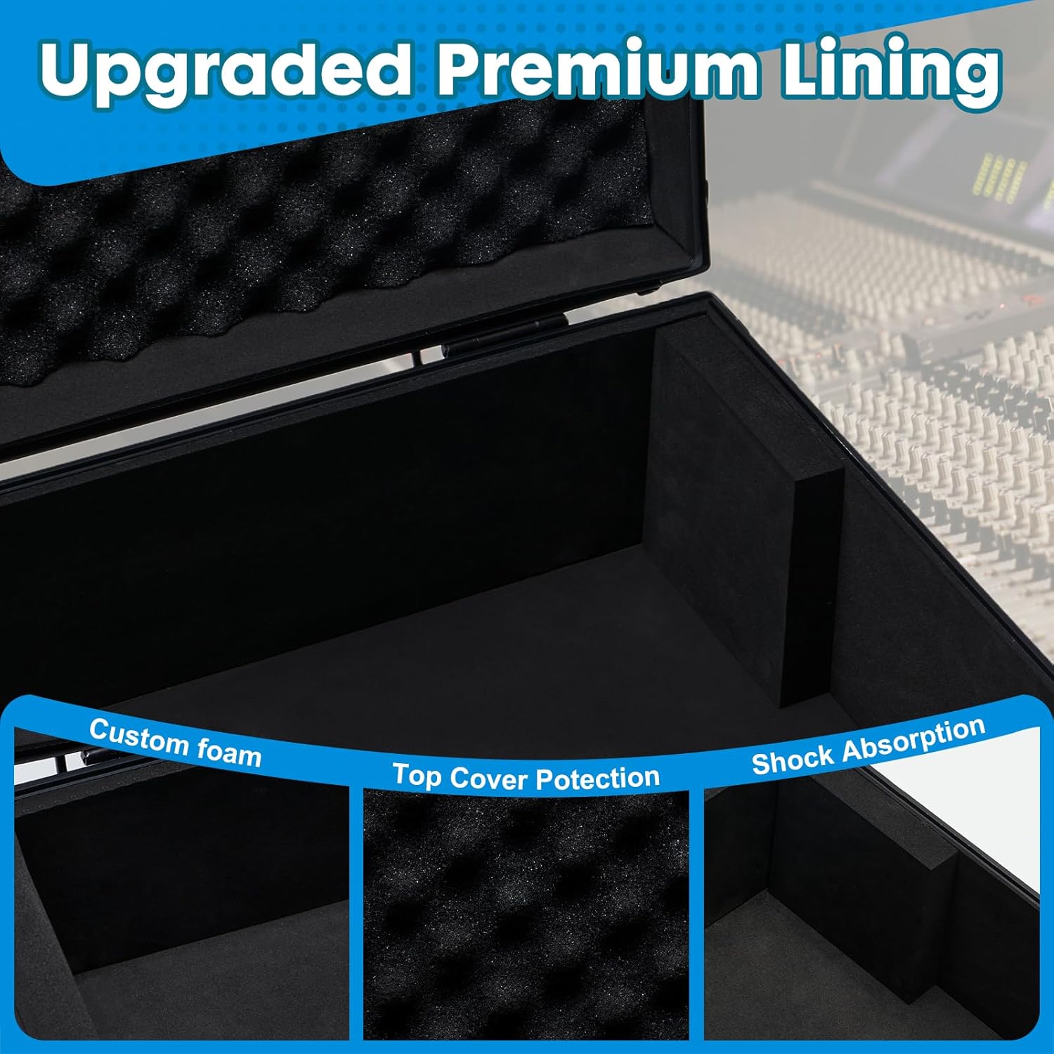 Mixer Case for Yamaha MG16XU/ MG20XU | Protective Hard Shell Carrying Storage Gig Bag Case for Mackie ProFX16V3 / Tascam Model 16 with EVA Foam | Fits Mixer Size up to 19.7'' X 17.4' X 5.2'