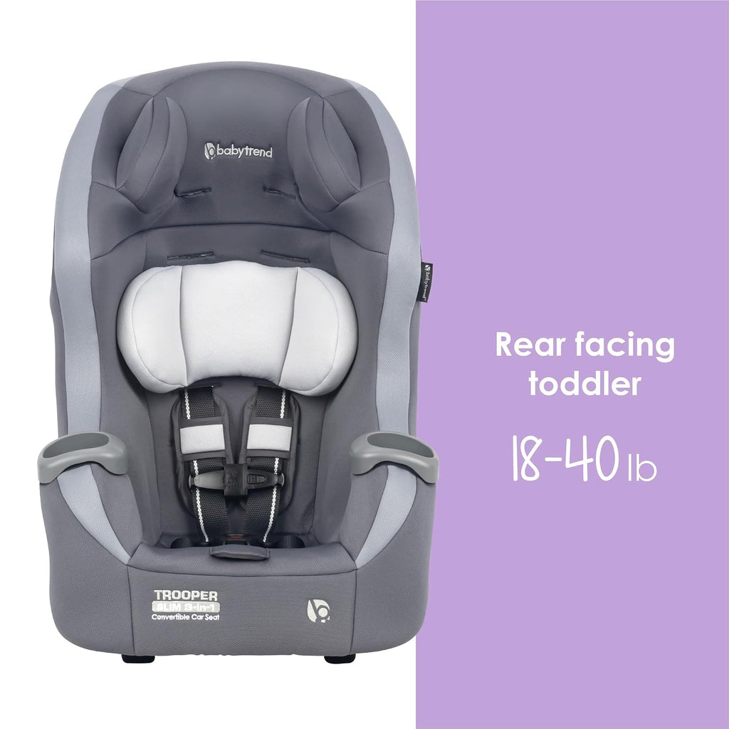 Baby Trend Trooper™ Slim 3-in-1 Convertible Car Seat, Dash Grey – Slim Fit, 3-in-1 Growth Modes, Lightweight Design, Adjustable Comfort Padding