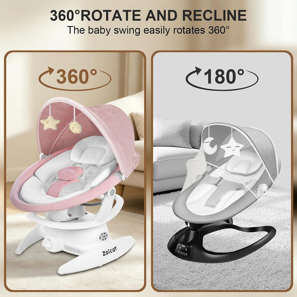 3-in-1 Baby Swing for Infants to Toddler, Infant Swing with 5 Speeds & 3 Swing Modes, 12 Melodies, Electric Swing for Baby, Up to 25 lbs, Pink