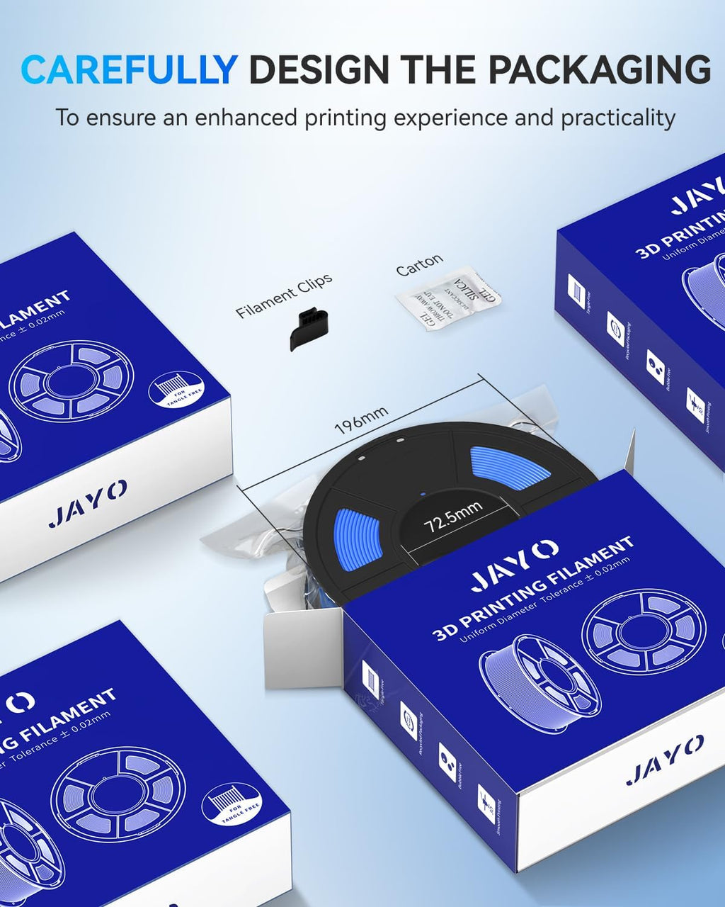 JAYO PLA 3D Printer Filament Bundle 1.75mm 11KG, 10 Pack 1.1kg Spool (Sky Blue,Chocolate,Sunny Orange,Sakura Pink,Lemon Yellow,Cherry Red,Mint Green,Olive Green,Pri-Magenta,Pri-Cyan)