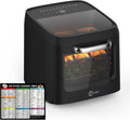 12L Air Fryer Toaster Oven Combo with 2 Viewing Windows, 12-IN-1 Multifunctional Digital Large Air Fryer with Rotisserie & Dehydrator, 8 Accessories Included, Black