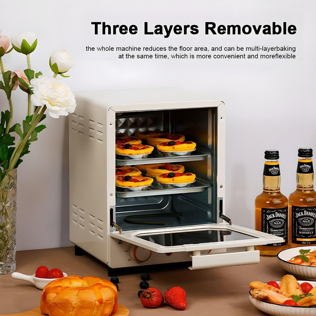 750W Countertop Mini Oven Air Fryer, 15L Electric Household Multi-function Oven with Adjustable Temperature and Timer, Air Fryer Toaster Oven Combo 360° Hot Air Circulation