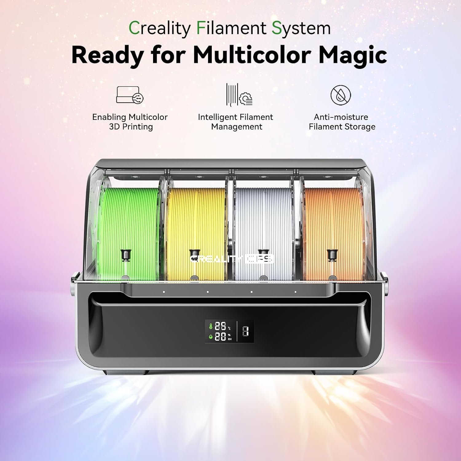 Creality Official CFS Multicolor 3D Printer Automatically Filament System, Moisture-Proof Filament Storage, Supports 4 Parallel Devices for 16 Color Printing, for K2 Plus 3D Printer