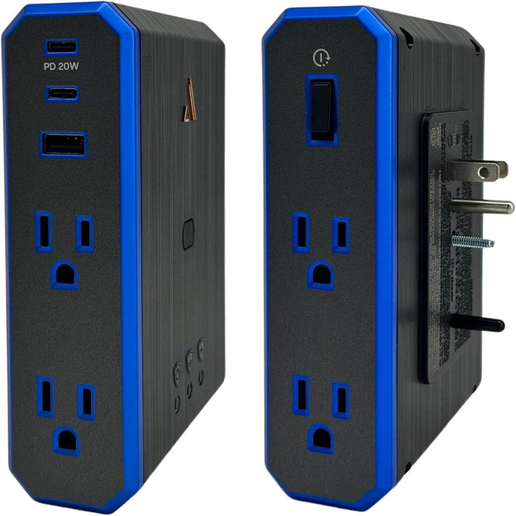 Austere V Series, Wall Power 4 Outlet Surge Protector, 3000 Joules, EMI/RFI Filtering, 1 USB-C 20W Fast Charger, 1 USB-C 2.4 amps, 1 USB-A 2.4 amps, Overcurrent Protection, 5 Year Component Guarantee