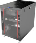 19' Server Rack Cabinet 15U – 35' Deep Network Cabinet Enclosure with Glass Door, Locking Panels, Cooling Fans, PDU & Shelf, IT Rack for Servers, Switches, AV Equipment