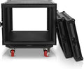 Sound Town Black Series Shock Mount 8U ATA Plywood Rack Case with 21' Rackable Depth, All-Black Anodized Hardware and Casters, Pro Tour Grade (STRC-SPB8UW)
