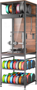 Crafit 3D Printer Cabinet with 48 Spools Filament Storage Rack, 3D Printer Enclosure with Ventilation, Thermo-Hygrometer and LED Light, Heat-Resistant, Dustproof and Noise-Reduction Design, Upgraded