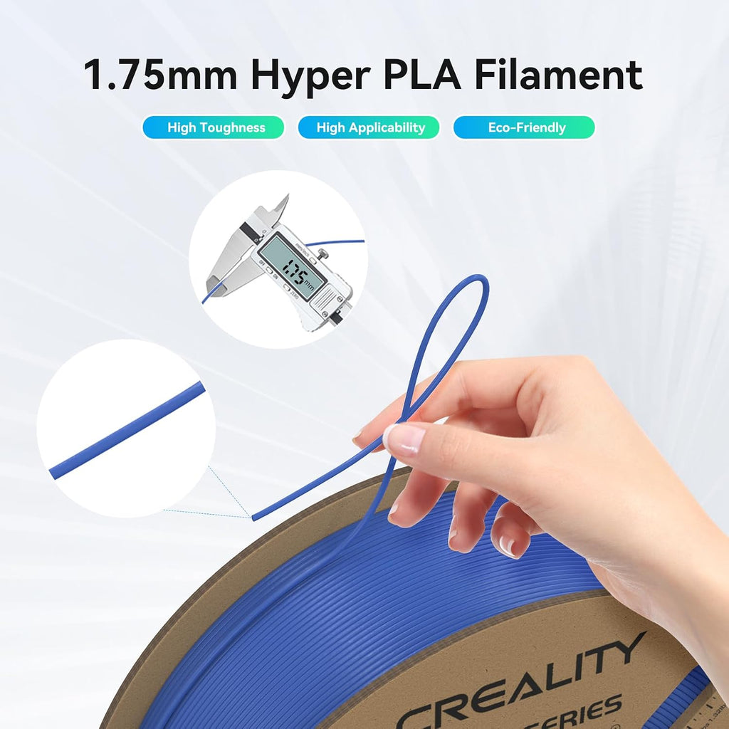 Creality Hyper PLA Filament 1.75mm, 30-600mm/s High-Speed 3D Printer Filament, Dimensional Accuracy +/-0.02mm, Fits Most FDM 3D Printers, 8-Pack of 1Kg Spools (2.2 lbs), Black&White&Red&Blue