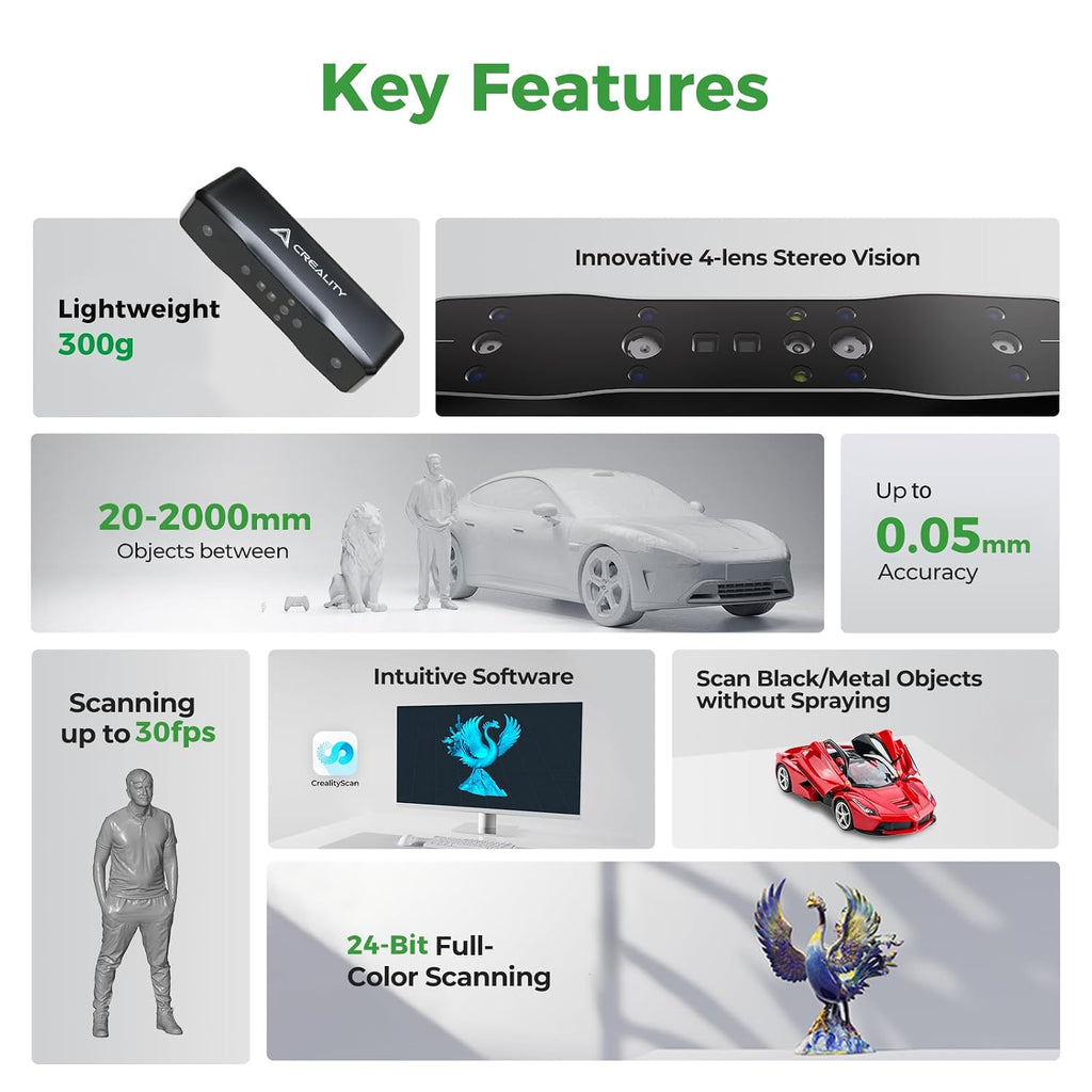 Creality 3D Scanner Otter Lite Basic with 0.05mm Precision, Full-Color Scan for Small and Medium Object