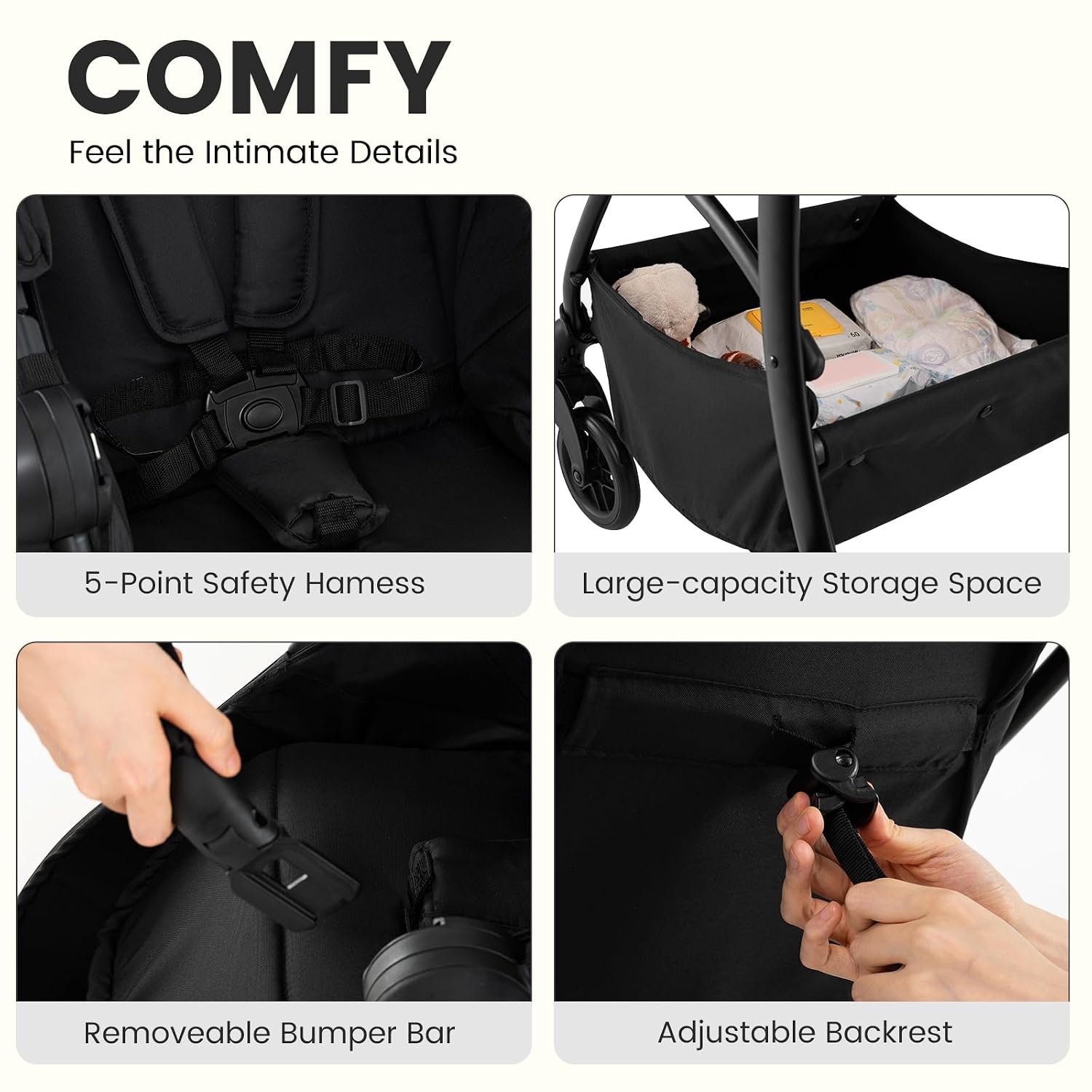 INFANS 2 in 1 Baby Stroller, Convertible Stroller with Bassinet Reversible Seat Adjustable Backrest Canopy One Hand Fold, Compact Toddler Pushchair for Kids Infants Newborns 0-36 Months