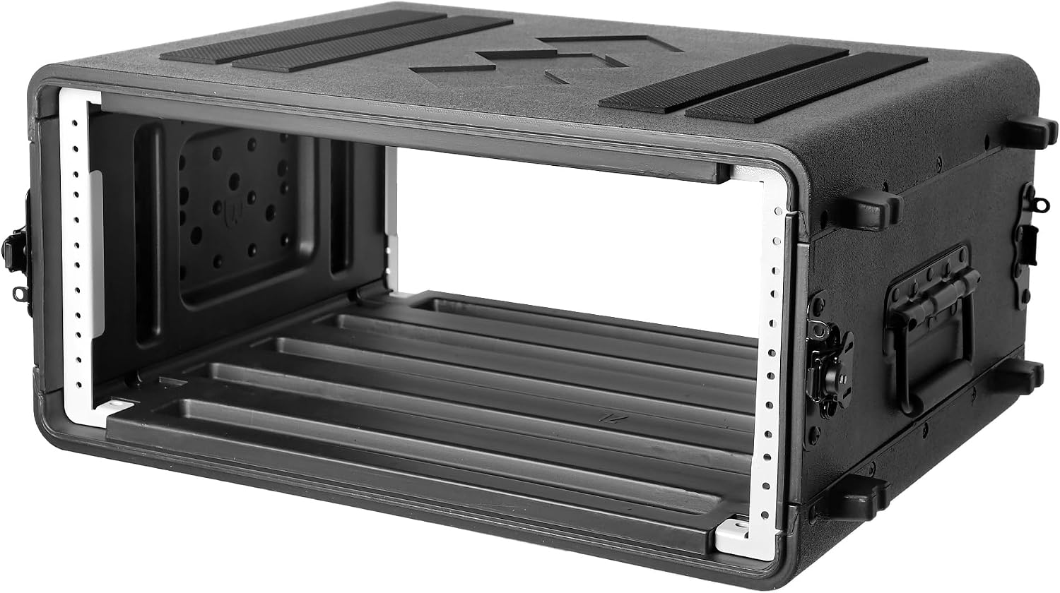 Diandian 4U Rack Case Shallow 16' Depth, 19' Rackmount Flight Case, Watertight Dust-Proof, Shock Mount for Amplifier, Pro Audio, DJ Mixer, Effects with Microphone Compartments