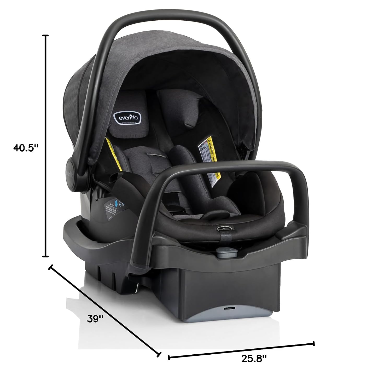 Evenflo Pivot Suite Modular Travel System with LiteMax Infant Car Seat, Devon Gray