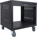 Sound Town 8U Universal Steel Rack, w/ 3' Locking Casters, Vented Side Panels for Audio Video, Server and Network Equipment (STRK-M8U)