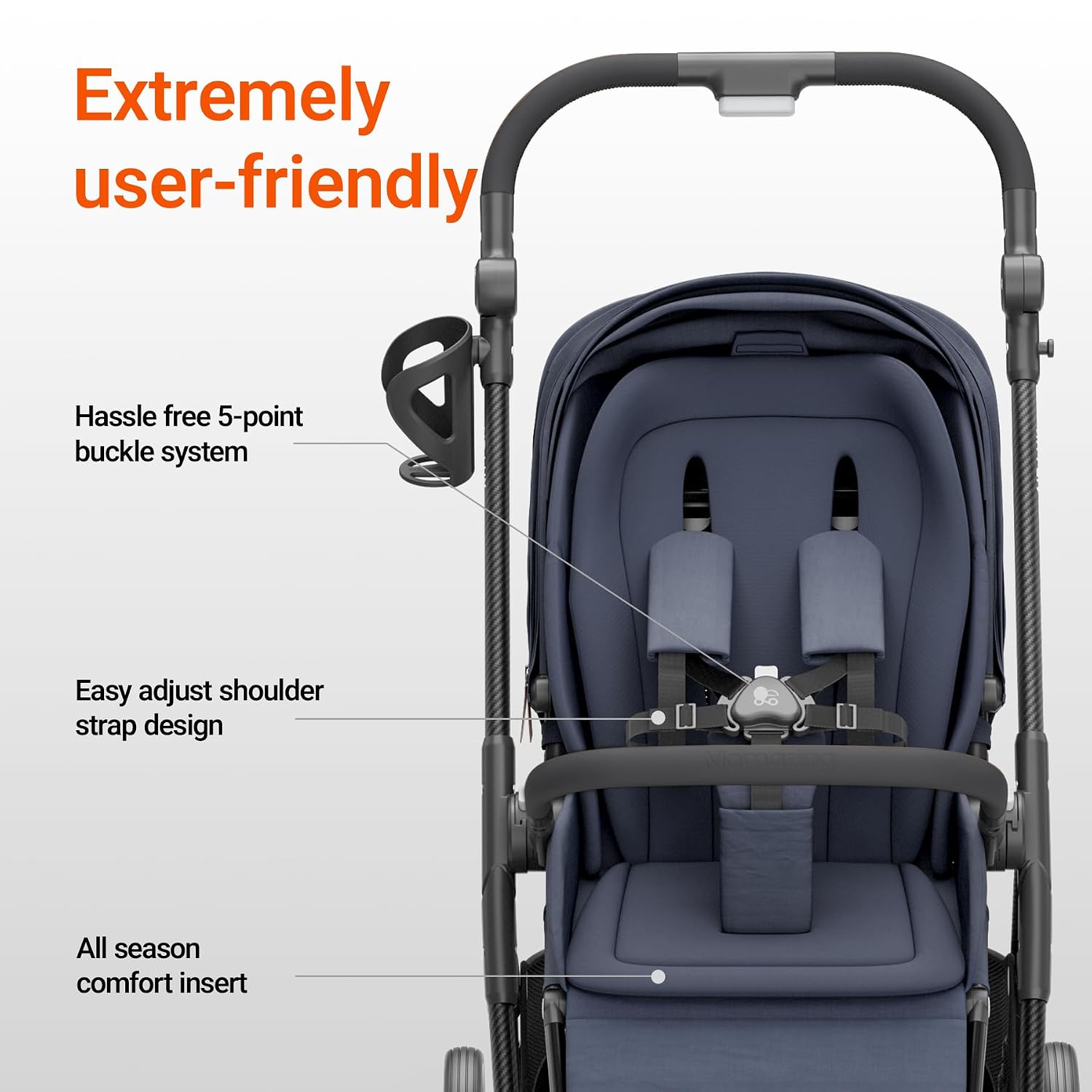 MAMAZING Air Lux Baby Stroller, Carbon Fiber Frame Only 15.8lbs, Compact Fold Toddler Stroller with Reversible All-Season Seat, Included UPF 50+ Canopy, Large Storage Basket, Magnetic Buckle Harness