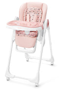Babilous Foldable High Chair with Soft Cushion, High Chairs for Babies and Toddlers, Height Adjustable Feeding Chair, Adjustable Backrest and Footrest, Lockable Wheels, Star Pink