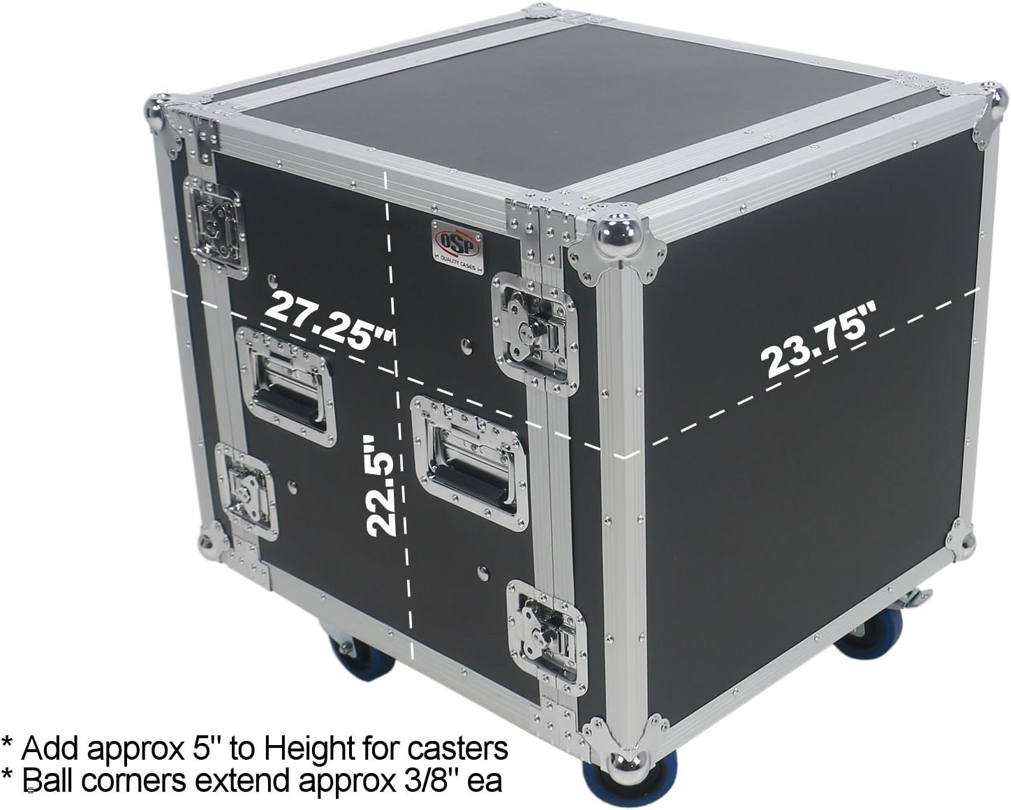 10 Space (10U) ATA Rack Amp Road Shock Mount Case (20' Deep) w/ Casters