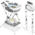 AVIDOR 2-in-1 Baby Bathtub with Stand for Newborn and Infants, Foldable Baby Bath Tub, Baby Shower Gifts for New Parents, Gray