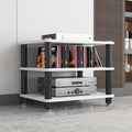 1/2/3/4 Tier Audio Rack Tower AV Media Stand Media Audio Tower Cabinet Entertainment Stereo Racks Audio/Video Component Cabinet AV Equipment Cabinet Display Stand,White,3 Tier