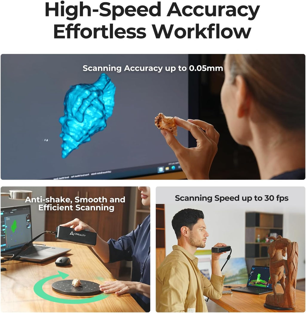 Creality Otter Lite Basic 3D Scanner with High Precision 0.05mm, up to 30FPS Scanning Speed, Support 20-2000mm Objects for Windows Mac iPhone Android, Reverse Engineering & DIY Projects