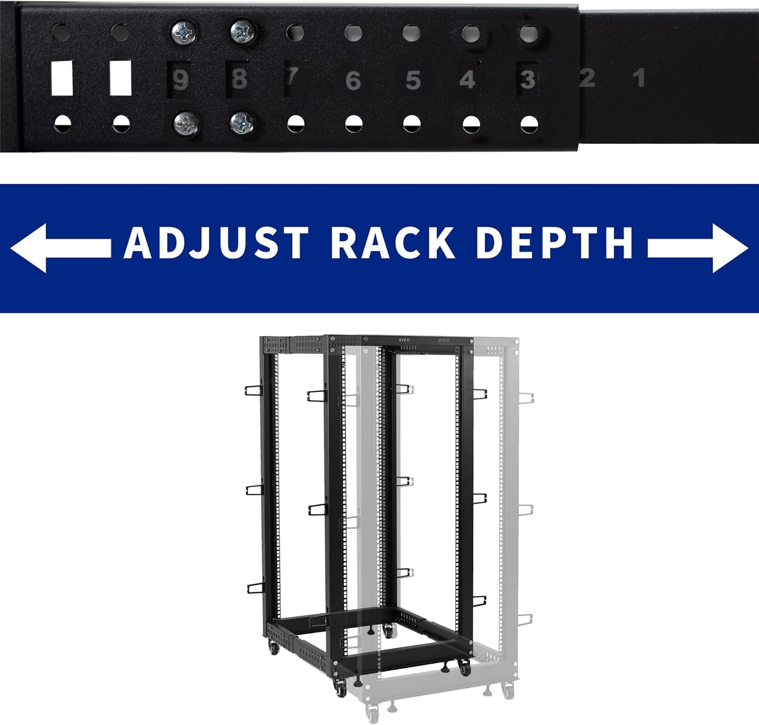 VIVO 42U Freestanding Server Rack, Mobile Open Frame 22 to 40 inch Adjustable Network Server Cart, Black, CART-SR42U